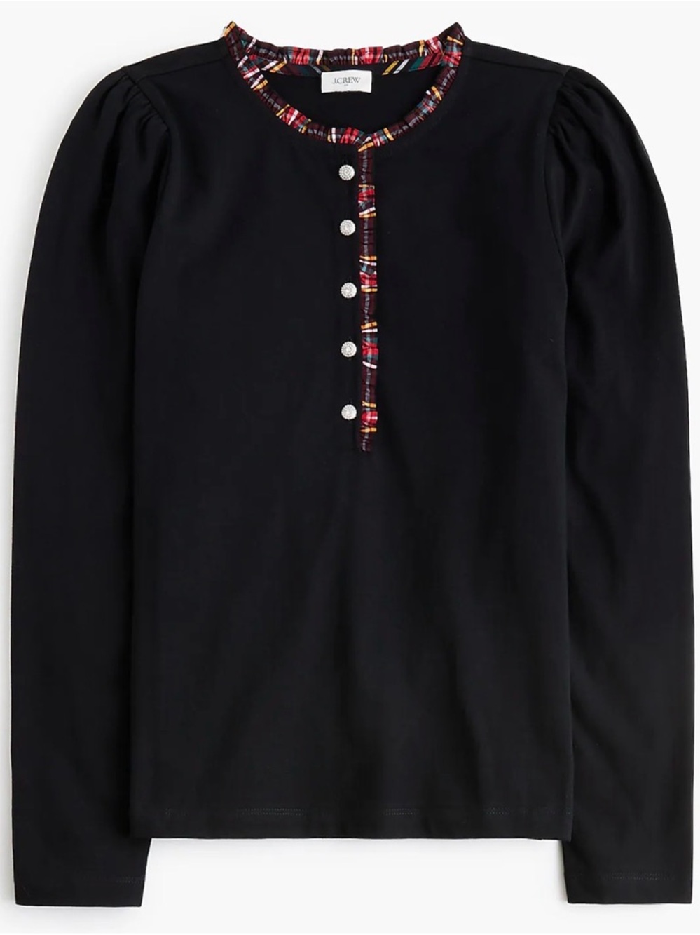 New J. Crew Long-sleeve tartan and jewels henley